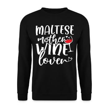 Wine Lover MALTESE Mother - Unisex Pullover - Schwarz - Vorne - Alina (178cm) & Michal (187cm)