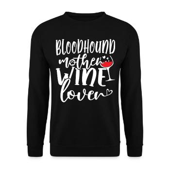 Wine Lover BLOODHOUND Mother - Unisex Pullover - Schwarz - Vorne - Alina (178cm) & Michal (187cm)
