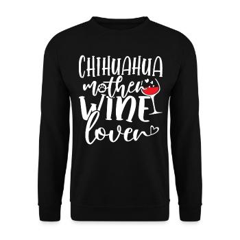 Wine Lover CHIHUAHUA Mother - Unisex Pullover - Schwarz - Vorne - Alina (178cm) & Michal (187cm)