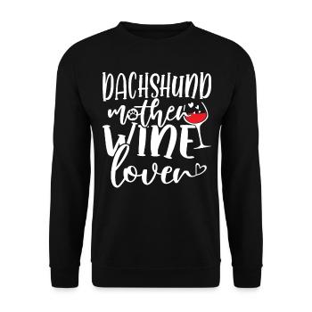 Wine Lover DACHSHUND Mother - Unisex Pullover - Schwarz - Vorne - Alina (178cm) & Michal (187cm)