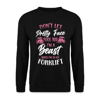 Certified Forklift Truck Operator - Unisex Sweatshirt - black - Front - Alina (178cm) & Michal (187cm)