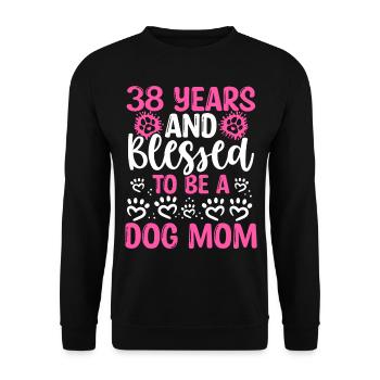 38 Birthday Blessed Dog Mom 38 Year Old Dog Mother - Unisex Pullover - Schwarz - Vorne - Alina (178cm) & Michal (187cm)