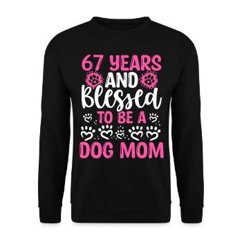 67 Birthday Blessed Dog Mom 67 Year Old Dog Mother - Unisex Pullover - Schwarz - Vorne - Alina (178cm) & Michal (187cm)