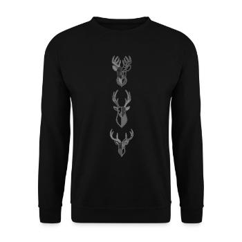 Drei graue Hirsche - Waldtier Grafik Design - Unisex Pullover - Schwarz - Vorne - Alina (178cm) & Michal (187cm)