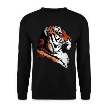 Tiger Kunst Tigerkopf Tiermotiv mit Wildtieren - Unisex Pullover - Schwarz - Vorne - Alina (178cm) & Michal (187cm)