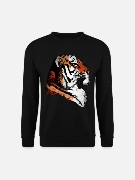 Tiger Kunst Tigerkopf Tiermotiv mit Wildtieren - Unisex Pullover - Schwarz