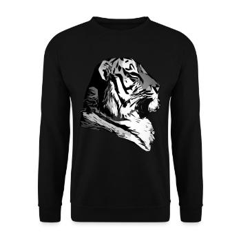 Tiger Art Tiger Head Animal Motif with Wildlife - Unisex Sweatshirt - black - Front - Alina (178cm) & Michal (187cm)