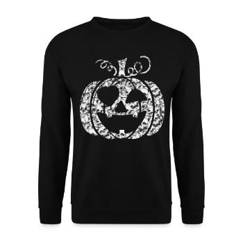 Halloween Pumpkin Skelton Pumpkin I Funny Pumpkin - Unisex Pullover - Schwarz - Vorne - Alina (178cm) & Michal (187cm)