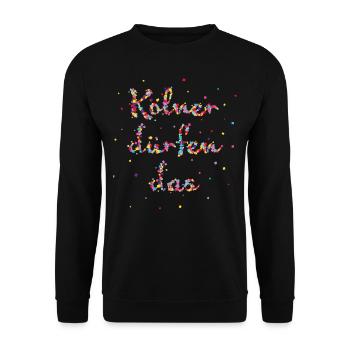Kölner Kölnerin Karneval Fasching Konfetti Köln - Unisex Pullover - Schwarz - Vorne - Alina (178cm) & Michal (187cm)