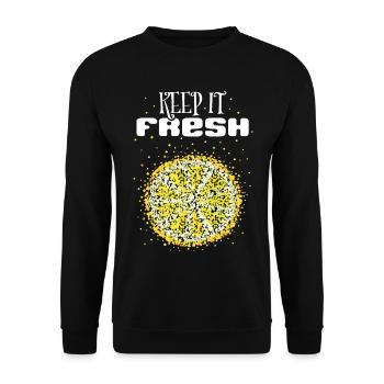 Costume de citron Remplacement Carnaval Cadeau Carnaval - Sweat-shirt Unisexe - noir - Devant - Alina (178cm) & Michal (187cm)