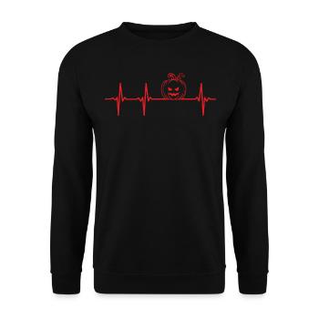 Halloween Pumpkin Heartbeat Halloween Pumpkin - Unisex Pullover - Schwarz - Vorne - Alina (178cm) & Michal (187cm)