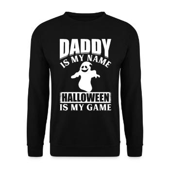 Daddy is my Name Halloween is my Game I Halloween - Unisex Pullover - Schwarz - Vorne - Alina (178cm) & Michal (187cm)