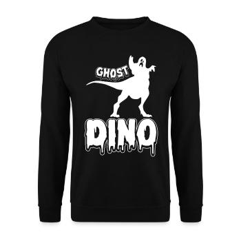Dino Halloween Ghost Dino I Funny Ghost Dino - Unisex Sweatshirt - black - Front - Alina (178cm) & Michal (187cm)