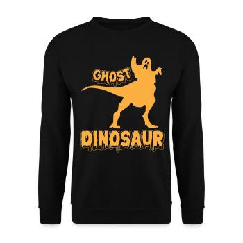 Halloween Ghost Dinosaur I Funny Halloween Ghost D - Unisex Pullover - Schwarz - Vorne - Alina (178cm) & Michal (187cm)