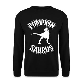 Halloween Pumpkin Saurus I Funny Pumpkin Dinosaur - Unisex Sweatshirt - black - Front - Alina (178cm) & Michal (187cm)
