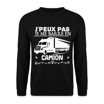 T shirt je peux pas je me barre en camion - Sweat-shirt Unisexe - noir - Devant - Alina (178cm) & Michal (187cm)