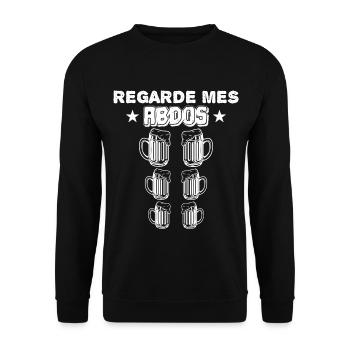 Regarde mes abdos bière cadeau alcool ! - Sweat-shirt Unisexe - noir - Devant - Alina (178cm) & Michal (187cm)