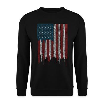 Amerikanischer Flagge USA United States Of America - Unisex Pullover - Schwarz - Vorne - Alina (178cm) & Michal (187cm)