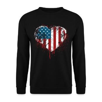 Amerikanischer Flagge USA United States Of America - Unisex Pullover - Schwarz - Vorne - Alina (178cm) & Michal (187cm)