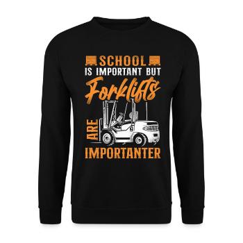 Certified Forklift Truck Operator - Unisex Sweatshirt - black - Front - Alina (178cm) & Michal (187cm)