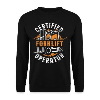 Certified Forklift Truck Operator - Unisex Pullover - Schwarz - Vorne - Alina (178cm) & Michal (187cm)