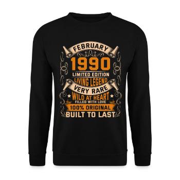 Birthday Legends 100% Original February 1990 - Unisex Pullover - Schwarz - Vorne - Alina (178cm) & Michal (187cm)