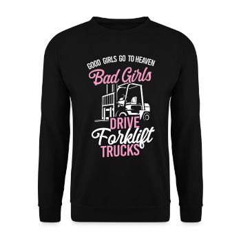 Certified Forklift Truck Operator - Unisex Pullover - Schwarz - Vorne - Alina (178cm) & Michal (187cm)