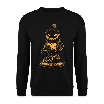 Halloween Pumpkin Saurus - Drôle de citrouille de dinosaure - Sweat-shirt Unisexe - noir - Devant - Alina (178cm) & Michal (187cm)