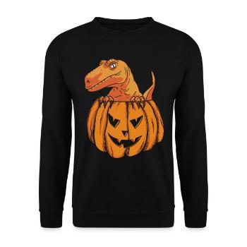 Halloween Pumpkin Dino Halloween Dinosaur Pumpkin - Unisex Sweatshirt - black - Front - Alina (178cm) & Michal (187cm)