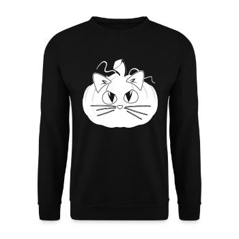 Halloween Chat Citrouille I Drôle Halloween Citrouille Ca - Sweat-shirt Unisexe - noir - Devant - Alina (178cm) & Michal (187cm)