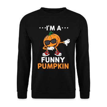 Halloween Pumpkin Dabbing Pumpkin Funny Pumpkin - Unisex Pullover - Schwarz - Vorne - Alina (178cm) & Michal (187cm)
