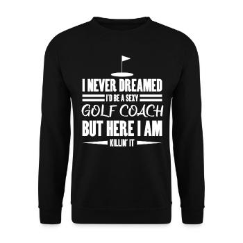 Golf Spieler Spruch Geschenkidee - Unisex Pullover - Schwarz - Vorne - Alina (178cm) & Michal (187cm)