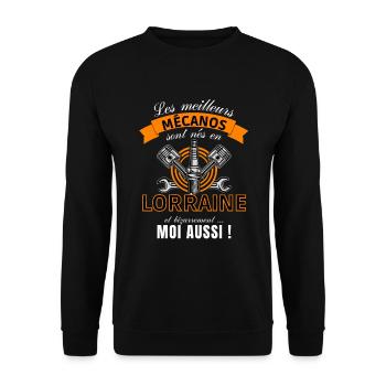 Cadeau Homme Mécanicien Lorrain Anniversaire Noel - Sweat-shirt Unisexe - noir - Devant - Alina (178cm) & Michal (187cm)