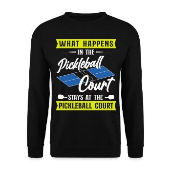 Pickleball What Happens At The - Unisex Sweatshirt - black - Front - Alina (178cm) & Michal (187cm)