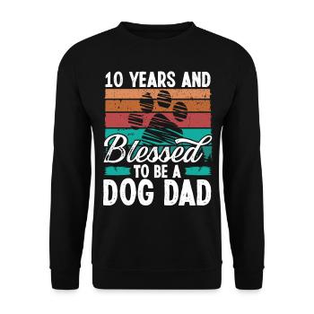 10 Year Old Dog Dad 10 Birthday Retro Dog Father - Unisex Pullover - Schwarz - Vorne - Alina (178cm) & Michal (187cm)