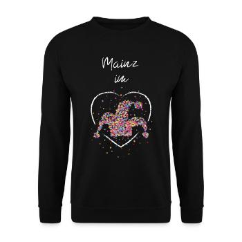 Mainz im Herz Karneval Fasching Konfetti Fasnacht - Unisex Pullover - Schwarz - Vorne - Alina (178cm) & Michal (187cm)