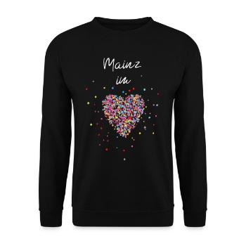 Mainz im Herz Karneval Fasching 5. Jahreszeit - Unisex Pullover - Schwarz - Vorne - Alina (178cm) & Michal (187cm)