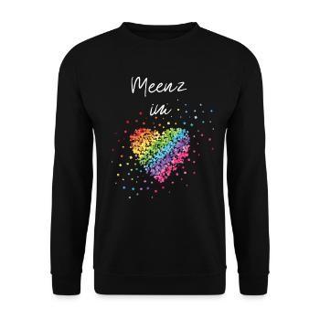 Meenz im Herz Karneval Fasching LGBTQ Regenbogen - Unisex Pullover - Schwarz - Vorne - Alina (178cm) & Michal (187cm)