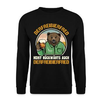 Derfreibierfred Heißt Rückwärts Auch Bier - Unisex Pullover - Schwarz - Vorne - Alina (178cm) & Michal (187cm)