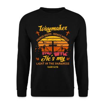 Waymaker - Jesus als Wegbereiter Bibelvers Jesaja - Unisex Pullover - Schwarz - Vorne - Alina (178cm) & Michal (187cm)