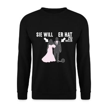 Junggesellenabschied Junggeselle Polterabend - Unisex Pullover - Schwarz - Vorne - Alina (178cm) & Michal (187cm)