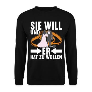 Junggesellenabschied Junggeselle Polterabend - Unisex Pullover - Schwarz - Vorne - Alina (178cm) & Michal (187cm)