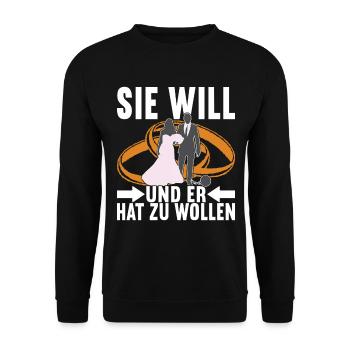 Junggesellenabschied Junggeselle Polterabend - Unisex Pullover - Schwarz - Vorne - Alina (178cm) & Michal (187cm)