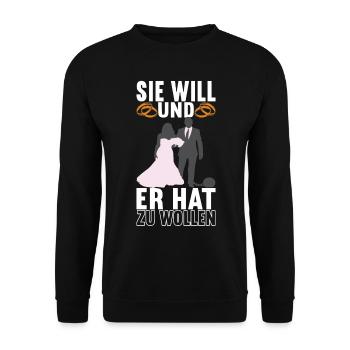 Junggesellenabschied Junggeselle Polterabend - Unisex Pullover - Schwarz - Vorne - Alina (178cm) & Michal (187cm)