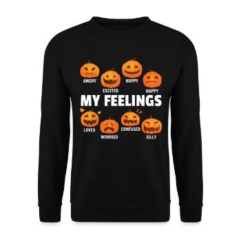 Drôle de citrouilles d’Halloween Mes sentiments Halloween Pum - Sweat-shirt Unisexe - noir - Devant - Alina (178cm) & Michal (187cm)