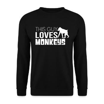 This guy loves monkeys - Unisex Sweatshirt - black - Front - Alina (178cm) & Michal (187cm)