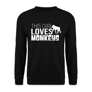 This girl loves monkeys - Unisex Sweatshirt - black - Front - Alina (178cm) & Michal (187cm)