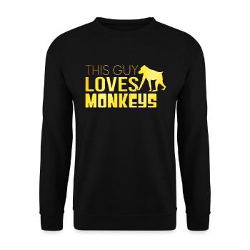 This guy loves monkeys - Unisex Sweatshirt - black - Front - Alina (178cm) & Michal (187cm)