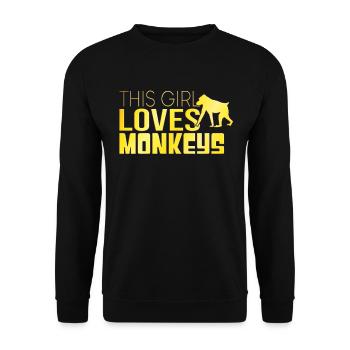 This girl loves monkeys - Unisex Sweatshirt - black - Front - Alina (178cm) & Michal (187cm)
