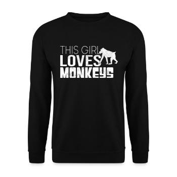 This girl loves monkeys - Unisex Sweatshirt - black - Front - Alina (178cm) & Michal (187cm)
